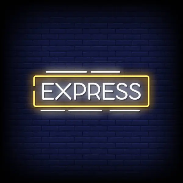 Express Lettering Text Effect Neon Licht Spandoek Affiche Vector — Stockvector
