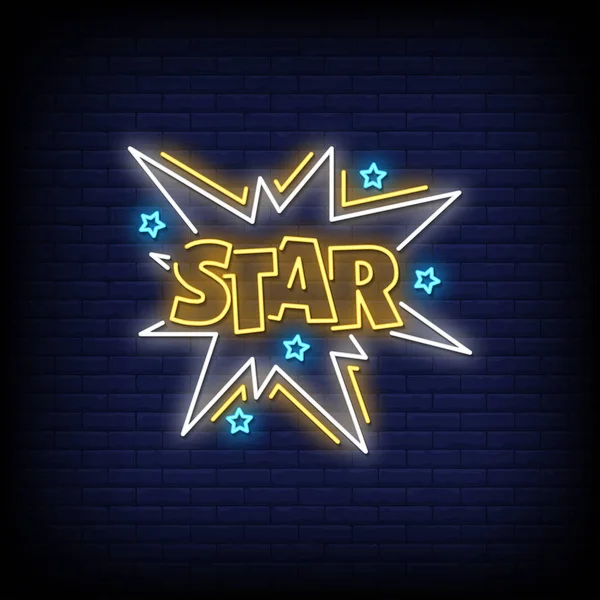 Star Lettering Text Effect Neon Bandeira Luz Cartaz Vetor —  Vetores de Stock