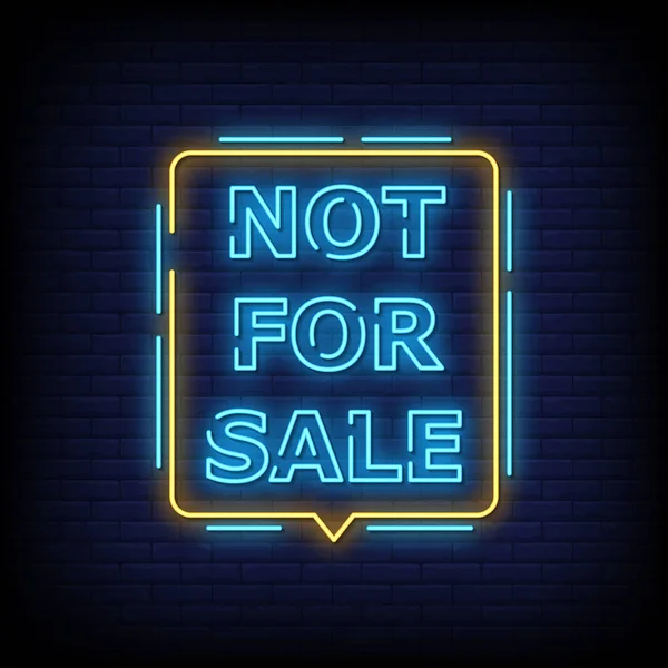 Inte Till Salu Lettering Text Effect Neon Ljus Banderoll Affisch — Stock vektor