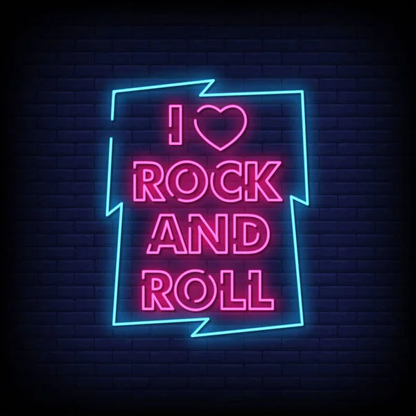 Encanta Rock Roll Lettering Text Effect Neon Light Banner Poster — Vector de stock