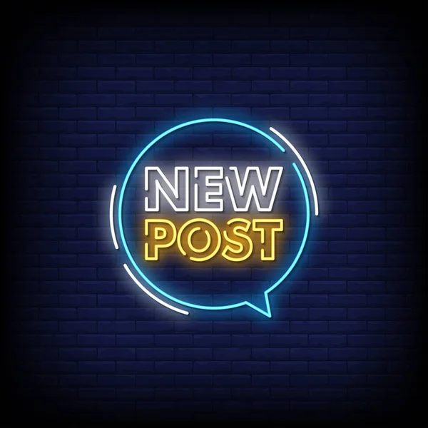 New Post Lettering Text Effect Neon Light Banner Poster Vector — Stock Vector