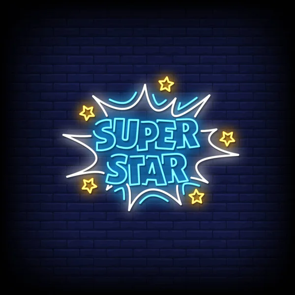 Süper Yıldız Harfleme Metin Efekti Neon. Light Banner, Poster. Vektör  