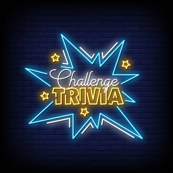 Trilenge Trivia Lettering Metin Efekti Neon. Light Banner, Poster. Vektör  