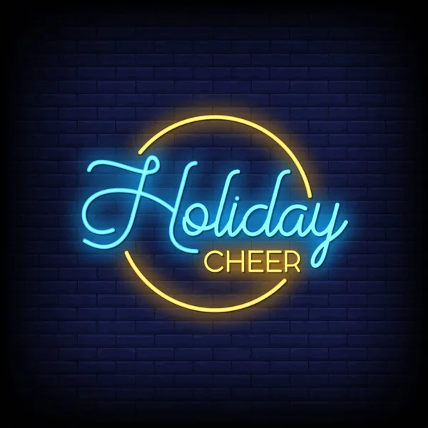 Holiday Cheer Litery Efekt Tekstowy Neon Lekki Sztandar Plakat Wektor — Wektor stockowy
