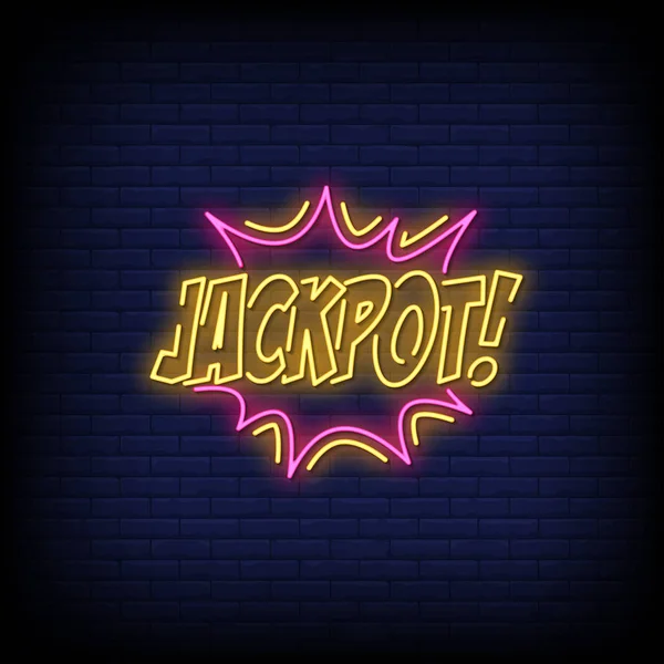 Jackpot Lettering Text Effect Neon Light Banner Poster Vector — Stock Vector