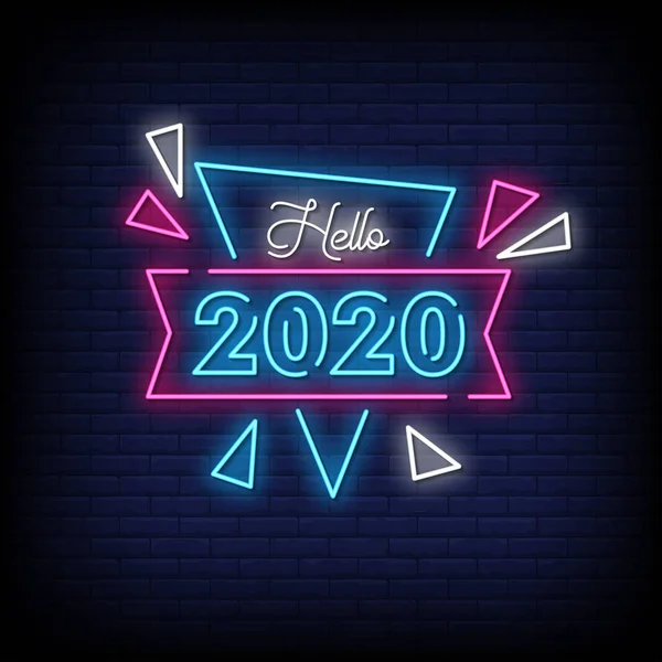 2020 Mutlu Yıllar Mektup Etkisi Neon. Light Banner, Poster. Vektör  