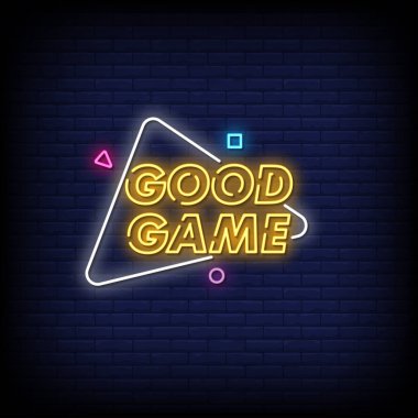 iyi oyun harfleri metin efekti neon, basit vektör illüstrasyonu