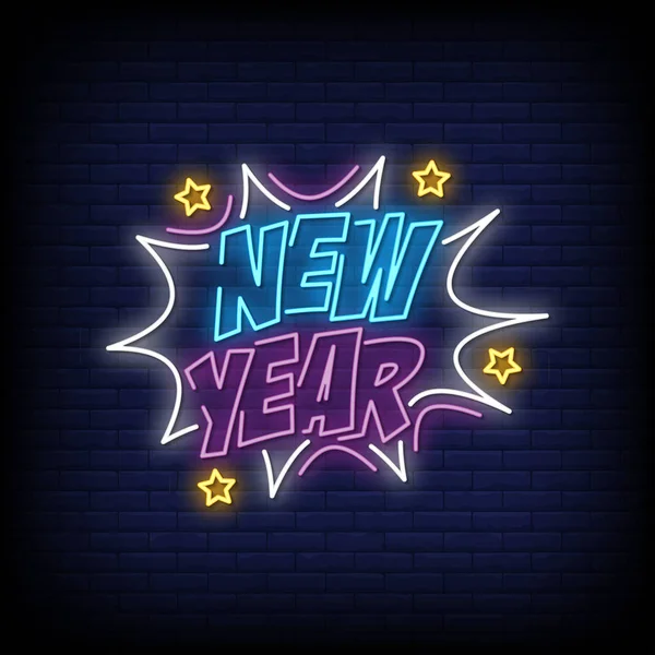 New Year Lettering Text Effect Neon Simply Vector Illustration — Stock Vector