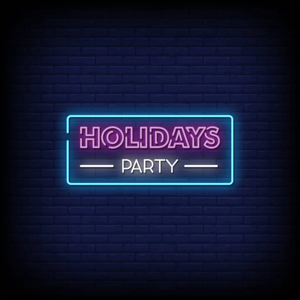Holidays Party Lettering Text Effect Neon Simply Vector Illustration — Stock Vector