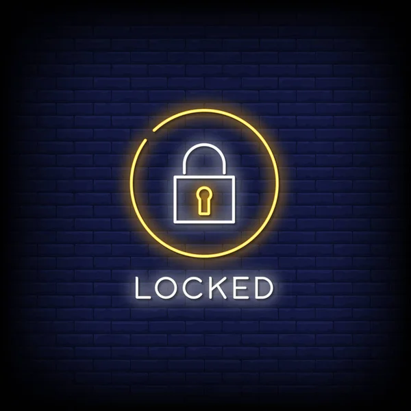 Locked Lettering Text Effect Neon Simply Vector Illustration — Stock Vector