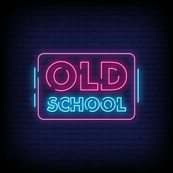 Old School Lettering Efeito Texto Neon Simplesmente Ilustração Vetorial —  Vetores de Stock