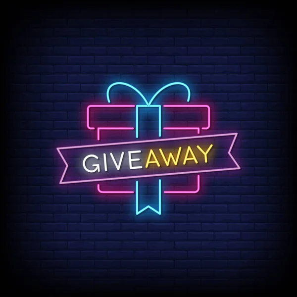 Give Away Lettering Text Effect Neon Simply Vector Illustration — Stock Vector