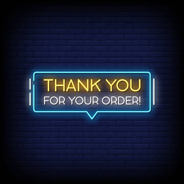 Thank You Your Order Lettering Text Effect Neon Simply Vector — Stock Vector