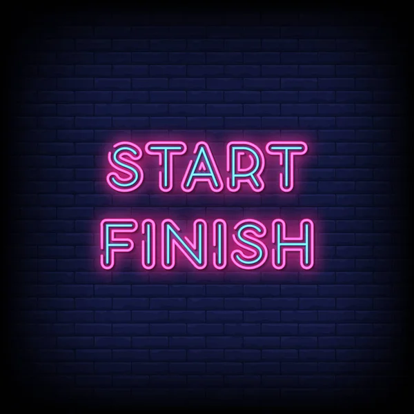 Start Beschriftung Text Effekt Neon Einfach Vektorillustration — Stockvektor