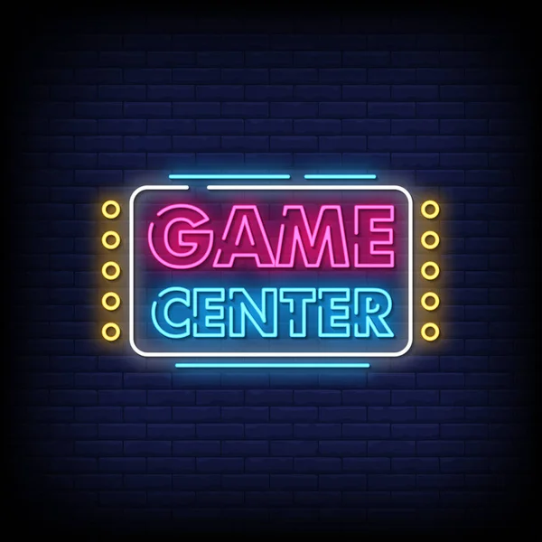 Game Center Lettering Text Effect Neon Simply Vector Illustration — Stock Vector