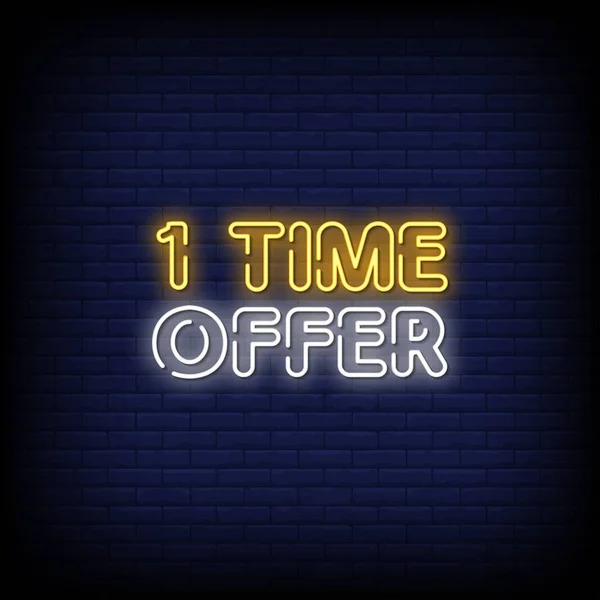 First Time Offer Lettering Text Effect Neon Simply Vector Illustration — Stock Vector