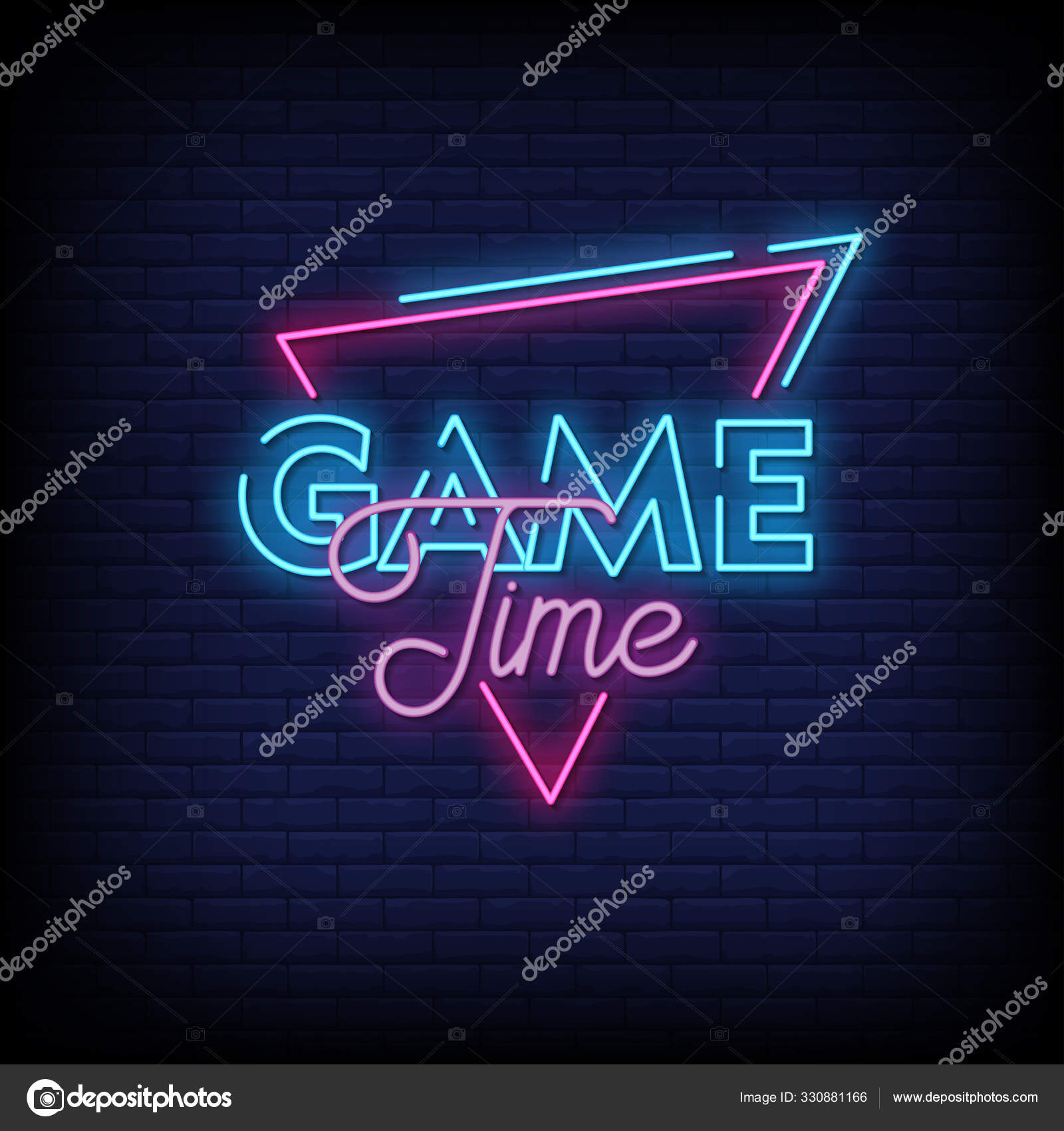 Glowing Lettering Game Time Dark Wall Background Stock Vector by ©bohlam  330881166