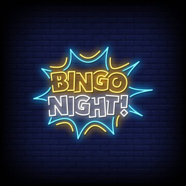 Koyu duvar arkasında parlayan harfler Bingo gecesi