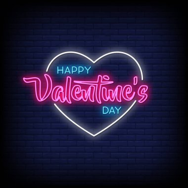 Parlayan harfler. Karanlık duvarda Sevgililer Günün kutlu olsun.