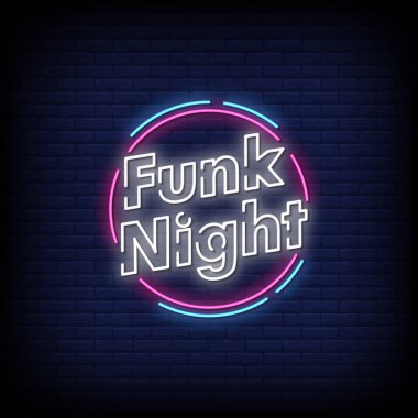 Karanlık duvar arka planında parlayan harf Funk gecesi