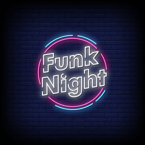 Gloeiende Belettering Funk Night Donkere Muurachtergrond — Stockvector