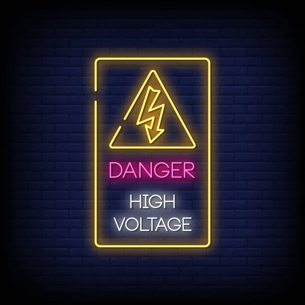 Glowing Lettering Danger Dark Wall Background — 스톡 벡터