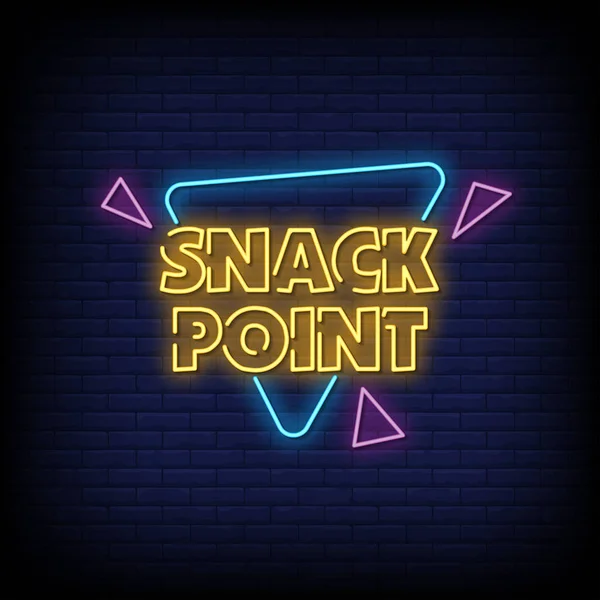 Glowing Lettering Snack Point Dark Wall Background — 스톡 벡터