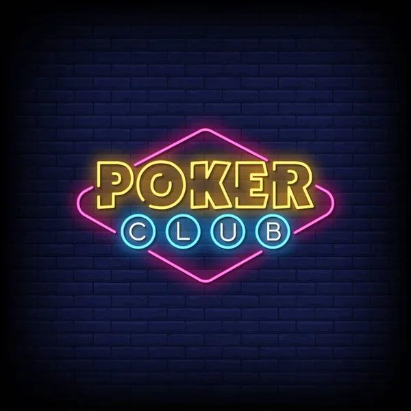 暗い壁の背景に輝くレタリングポーカークラブ — ストックベクタ