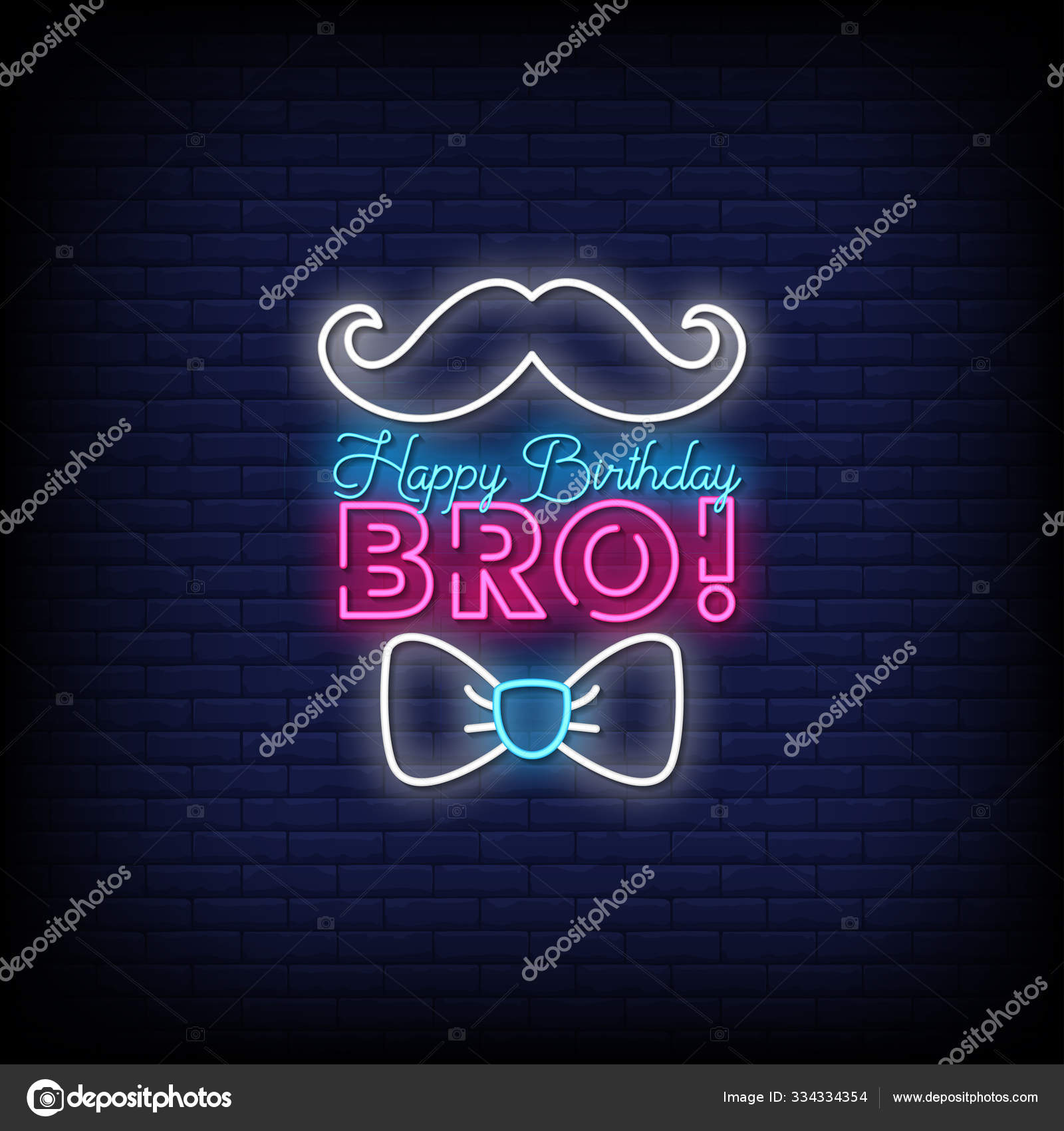 Happy Birthday Bro Glowing Lettering Dark Wall Background Simply Vector  Stock Vector Image by ©bohlam #334334354