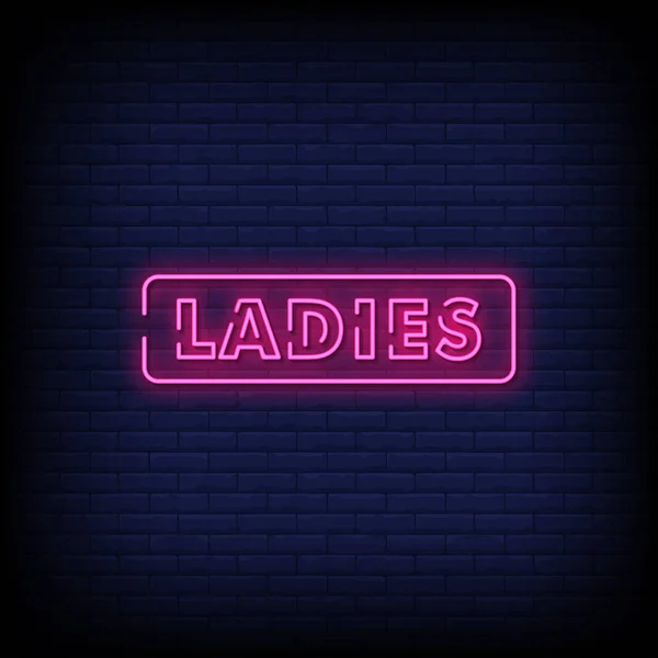 Ladies Glowing Lettering Dark Wall Background Simply Vector Illustration — Stock Vector