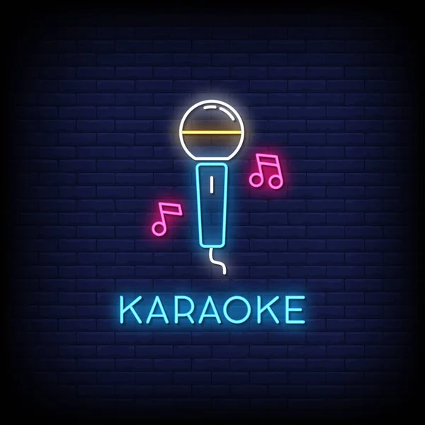 Karaoke Gloeiende Letters Donkere Muur Achtergrond Gewoon Vector Illustratie — Stockvector