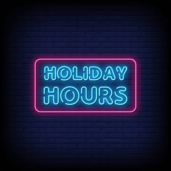 Holiday Hours Glowing Lettering Dark Wall Background Simply Vector Illustration — 스톡 벡터