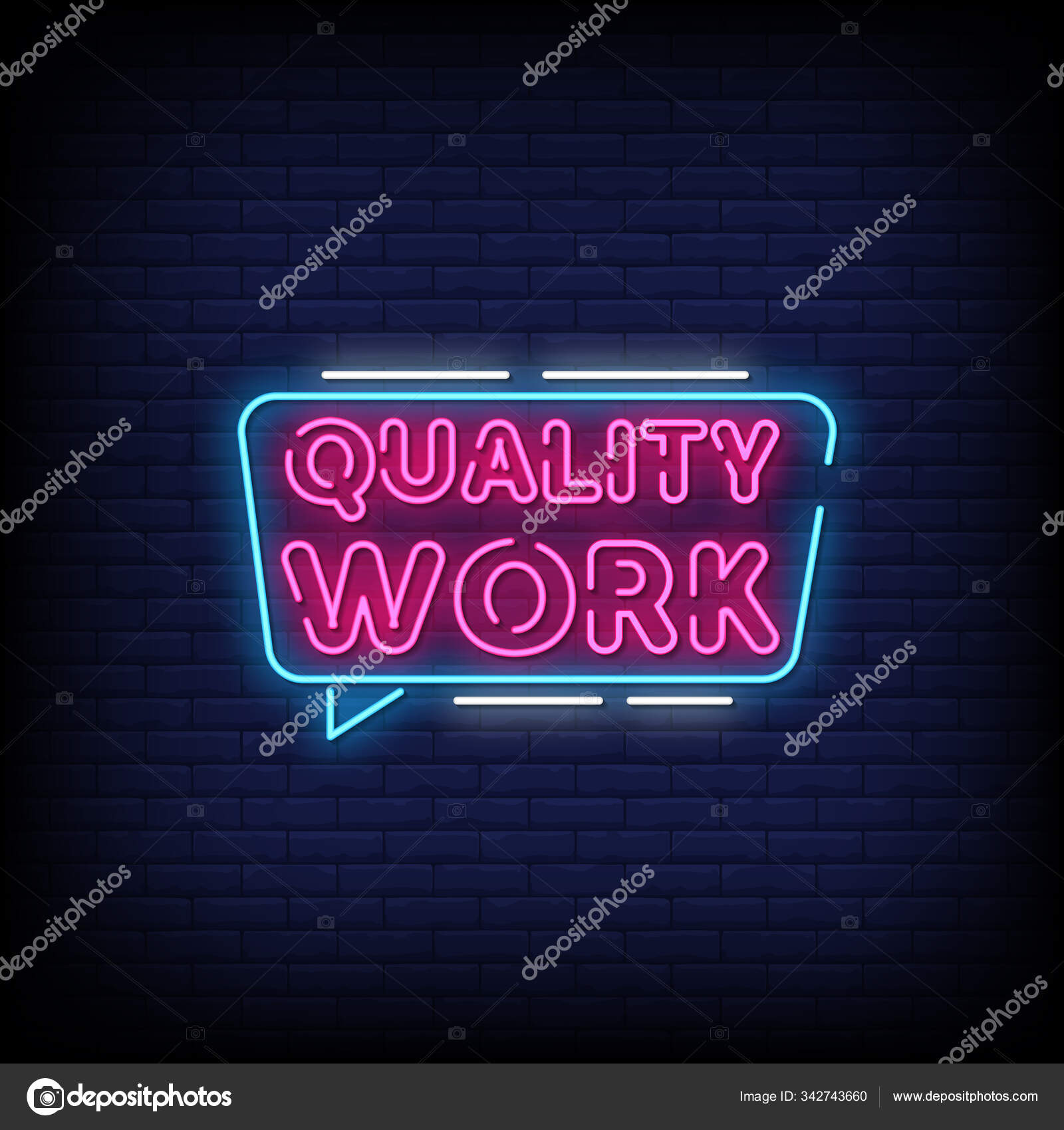 Quality Work Neon Signs Style Text Vector Stock Vector Image by ©bohlam
