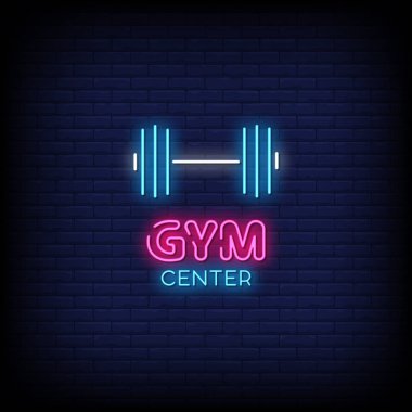 Spor Salonu Neon İşaretleri Biçimi Metin Vektörü