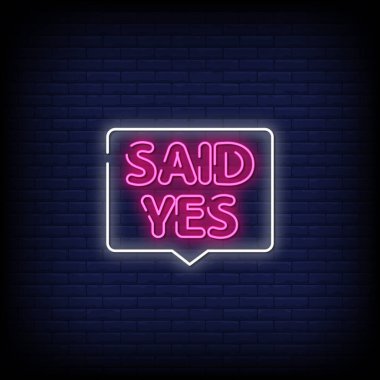 Evet dedi Neon İşaretleri Biçimi Metin Vektörü