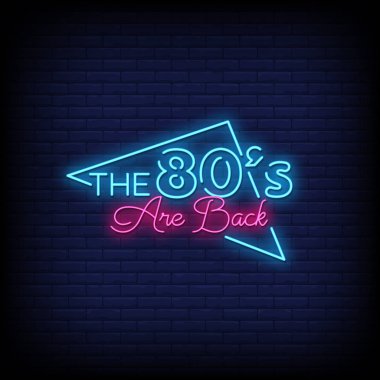 80 'lerin Neon İşaret Biçimi Metin Vektörüne Dön