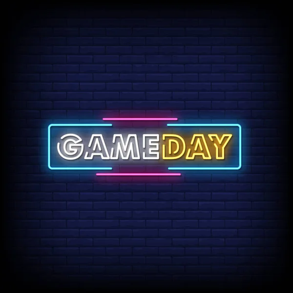 Gameday Neon Signs Style Vecteur Texte — Image vectorielle
