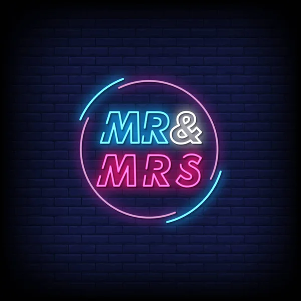 Mrs Neon Signs Style Text Vector — Stock Vector