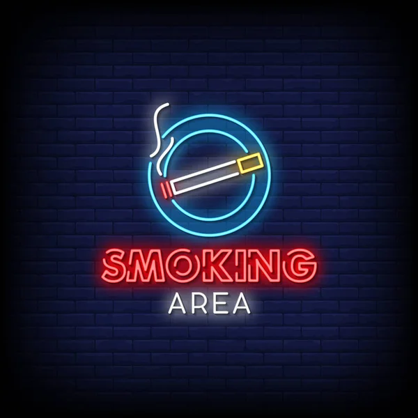 Smoking Area Neon Signs Style Text Vector — Stock Vector