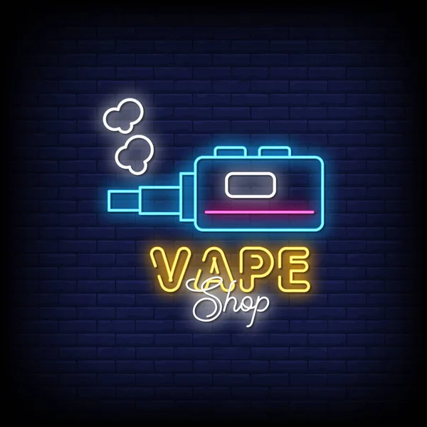 Vape Shop Neon Jelek Stílus Szövegvektor — Stock Vector