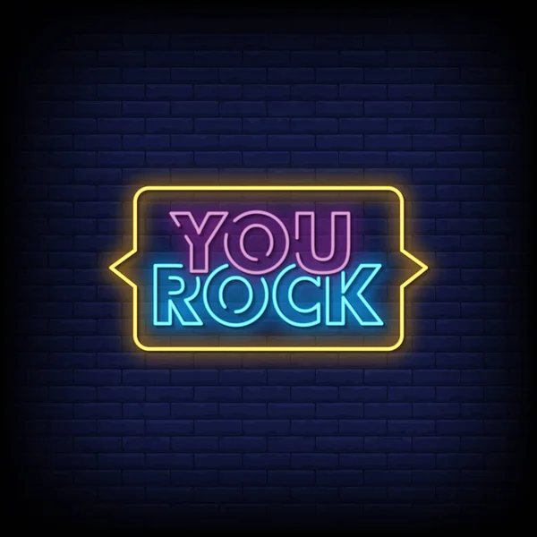 You Rock Neon Signs Style Text Vector — Stockový vektor