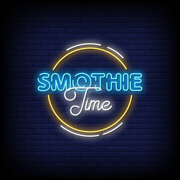 Smothie Time Neon Signs Style Vecteur Texte — Image vectorielle