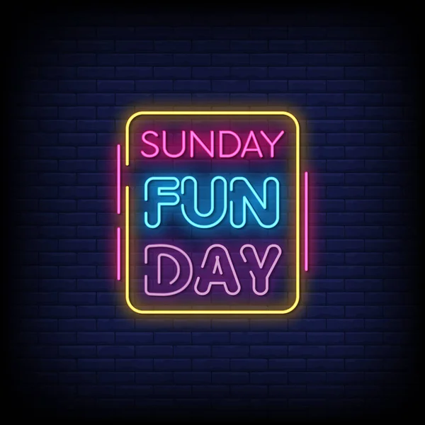 Dimanche Fun Day Neon Signs Style Vecteur Texte — Image vectorielle