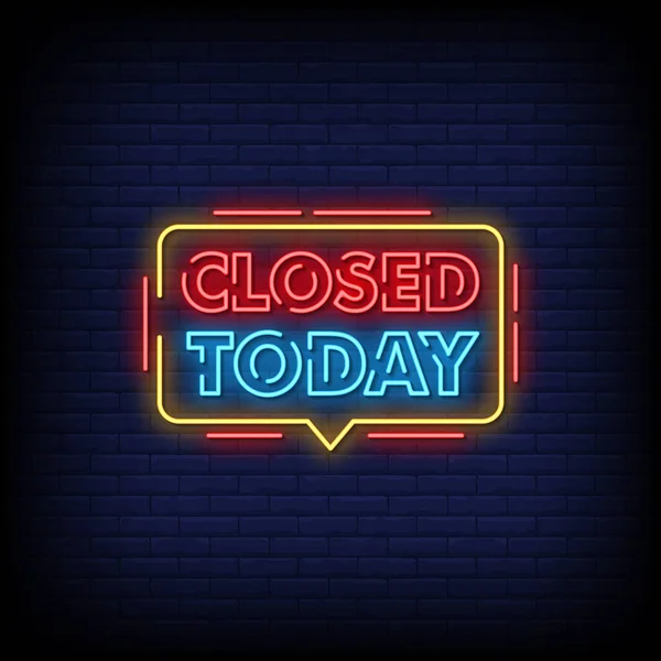 Bugün Kapalı Neon İşaretleri Biçimi Metin Vektörü