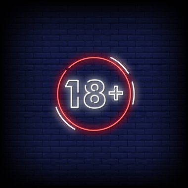 18+ neon signs style text 