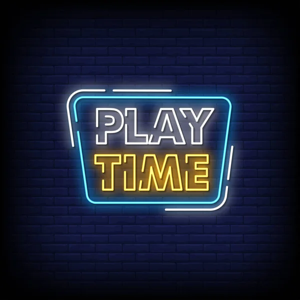 Play Time Neon Signs Style Text — Stock Vector