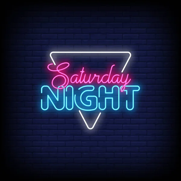 Saturday Night Neon Signs Style Text — Stock Vector