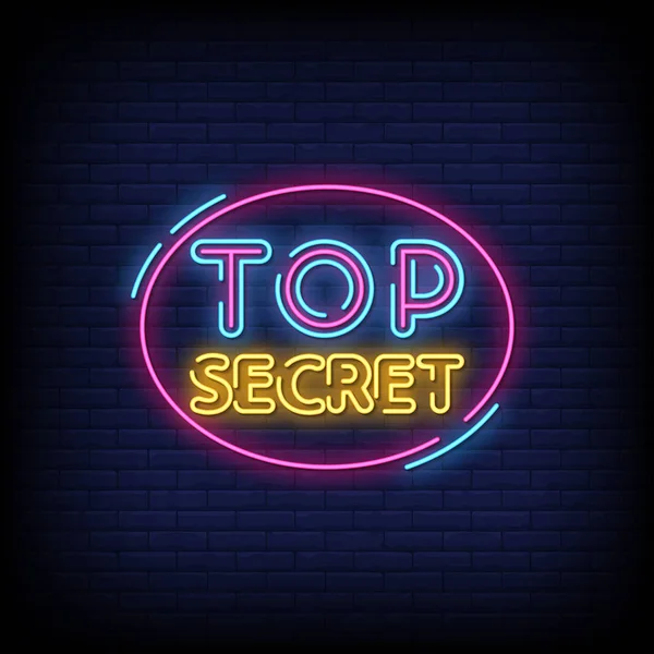 Top Secret Néon Signe Texte Style — Image vectorielle