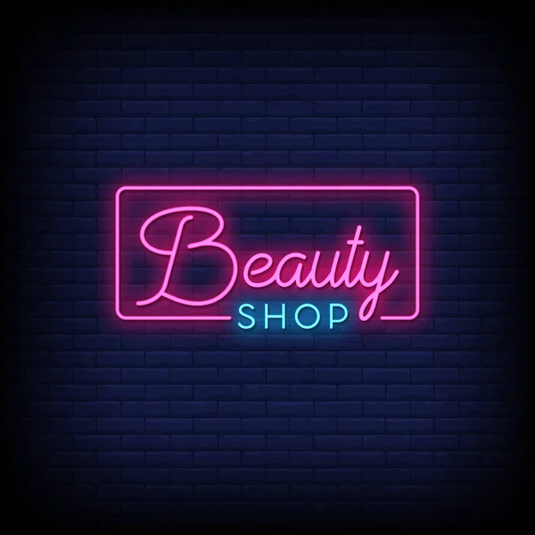 Beauty Shop Neon Signs Style Text — Stock Vector