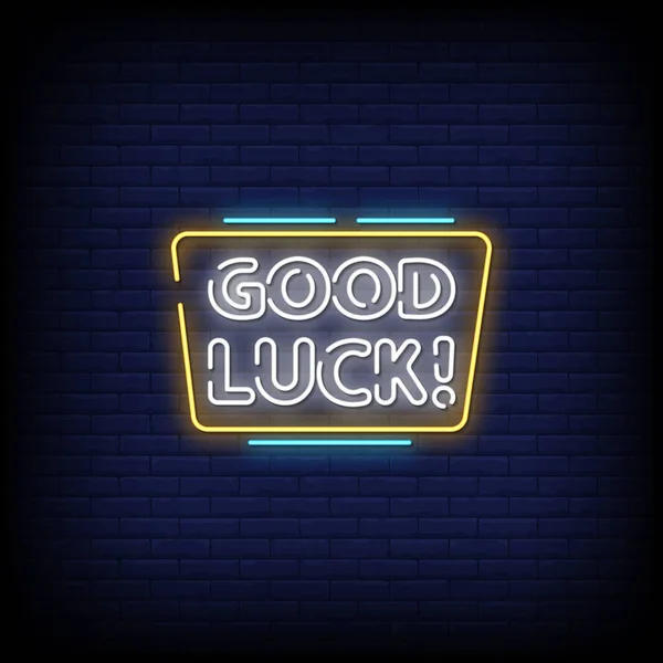 Good Luck Neon Tecken Stil Text — Stock vektor